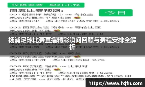杨浦足球比赛直播精彩瞬间回顾与赛程安排全解析